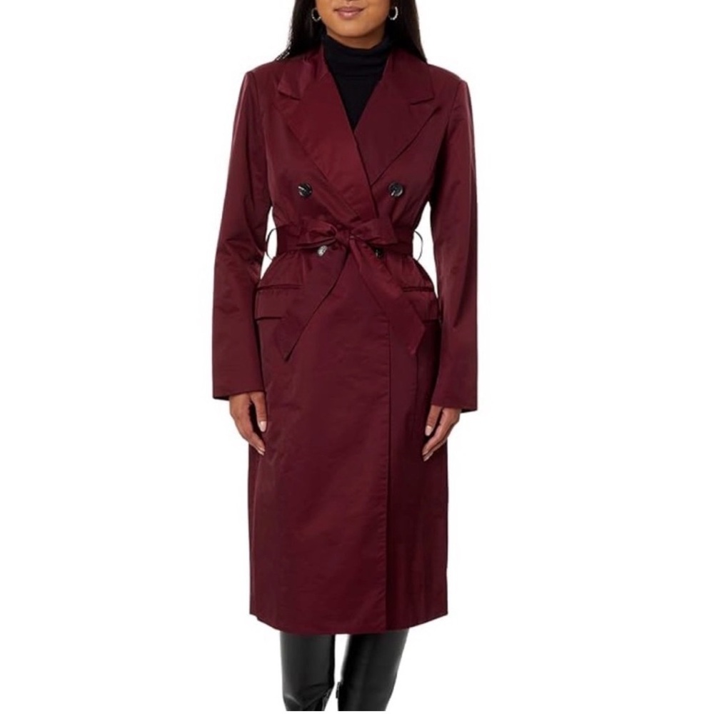 Avec Les Filles Burgundy Trench Coat